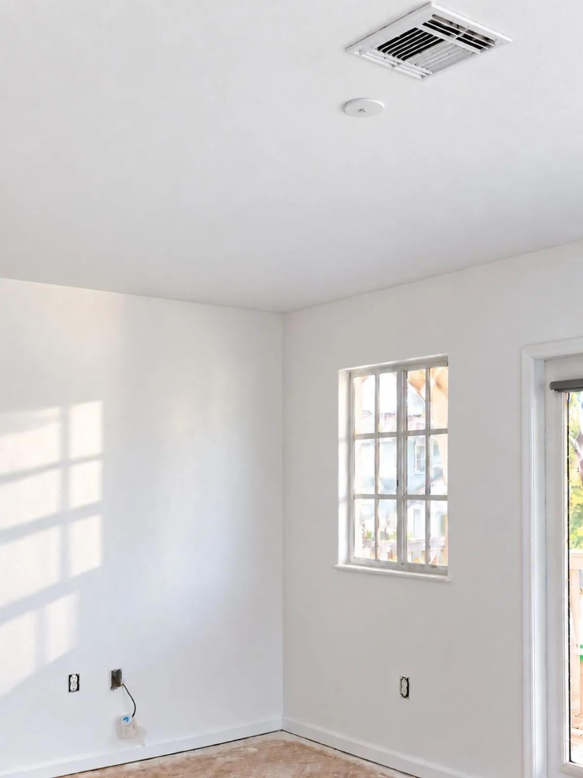 The same room with clean, freshly finished walls and ceiling
